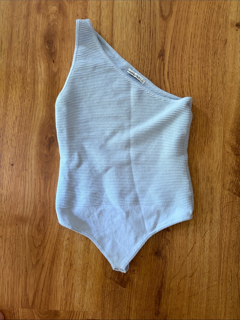 Abercrombie & Fitch One-Shoulder Light Blue Ribbed One-Piece Bodysuit - Size S - Picture 2 of 7